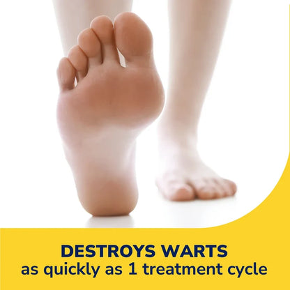 Bare foot with wart-removal treatment message in promotional layout