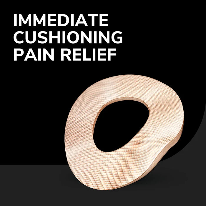 Wart remover cushioning pain-relief pad shaped like an oval toe bandage