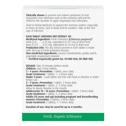 Box of A. Vogel Echinaforce Cold & Flu Tablets Back