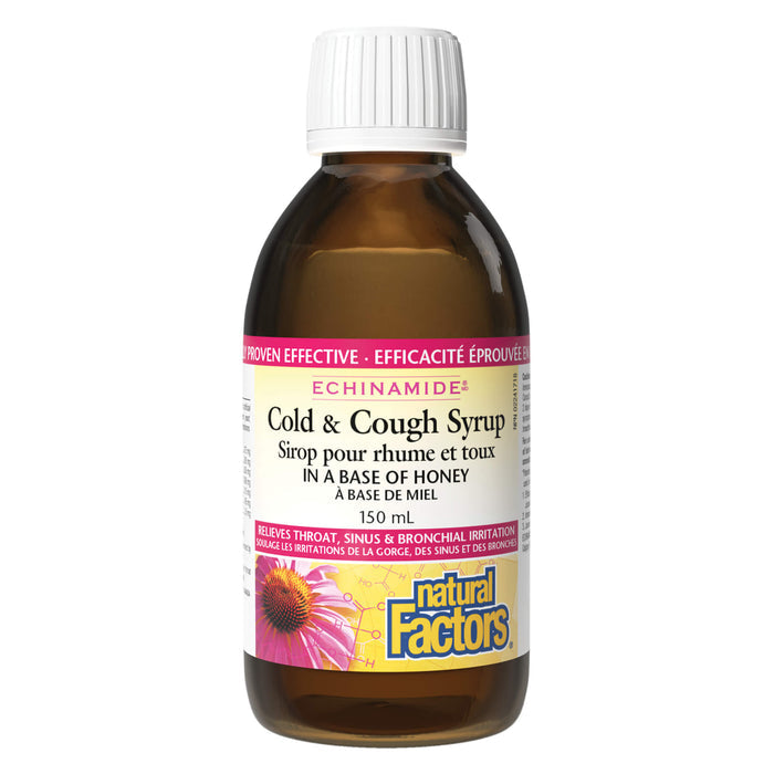 Bottle of Natural Factors Echinamide® Cold & Cough Syrup 150ml