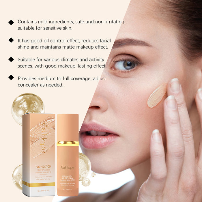 EELHOPE Foundation Natural Lightweight Concealer & Moisturizer Liquid Foundation – Hydrate, Cover, Glow 30ml EELHOE COSMETICS