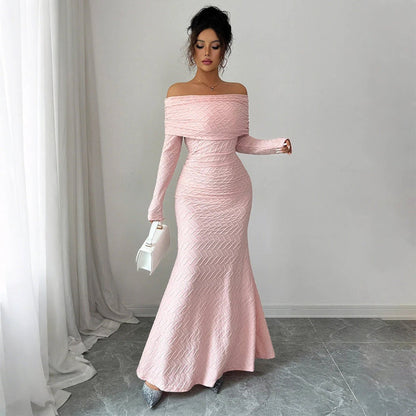 Elegant Off-Shoulder Long Sleeve Dress