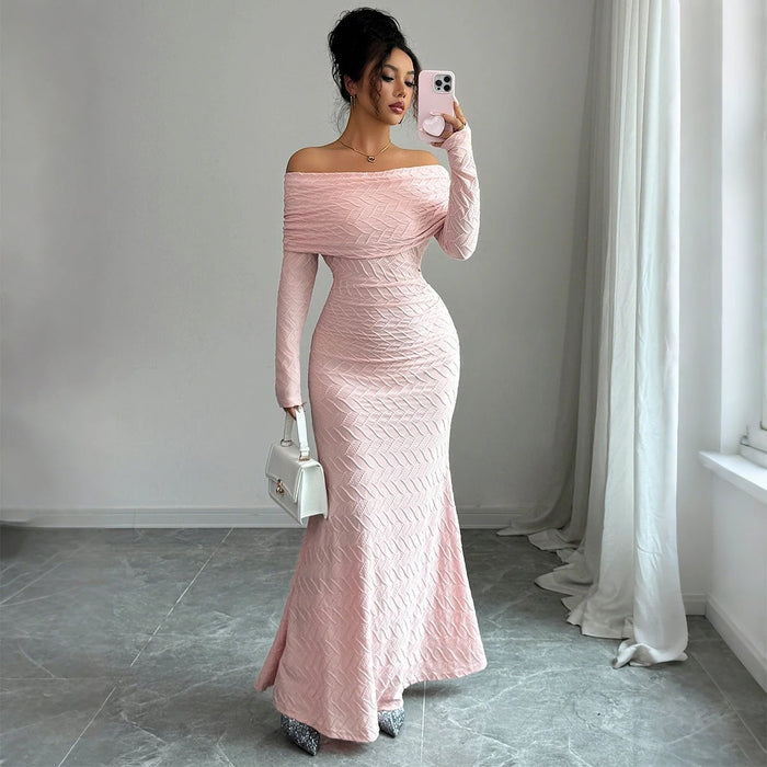 Elegant Off-Shoulder Long Sleeve Dress