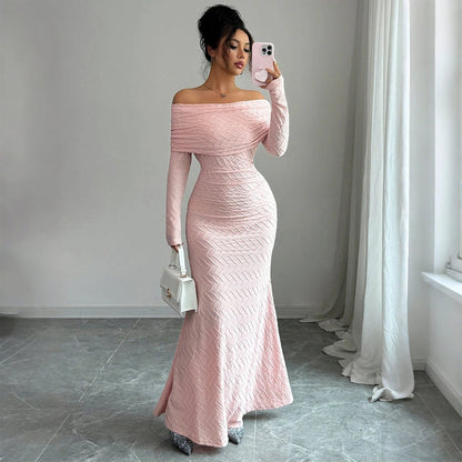 Elegant Off-Shoulder Long Sleeve Dress