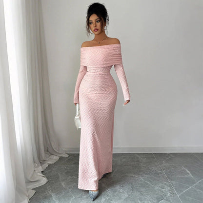 Elegant Off-Shoulder Long Sleeve Dress