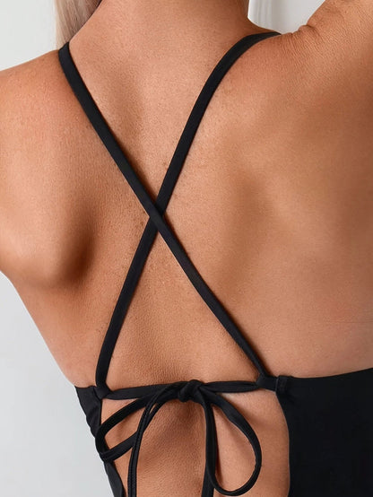 Elegant One-piece Open Back Swimsuit