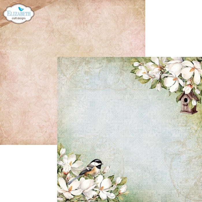 Double-sided sheets with unique designs, birds, florals, and delicate patterns in a soft color palette. At Embellish Away in Bowmanville Ontario Canada.