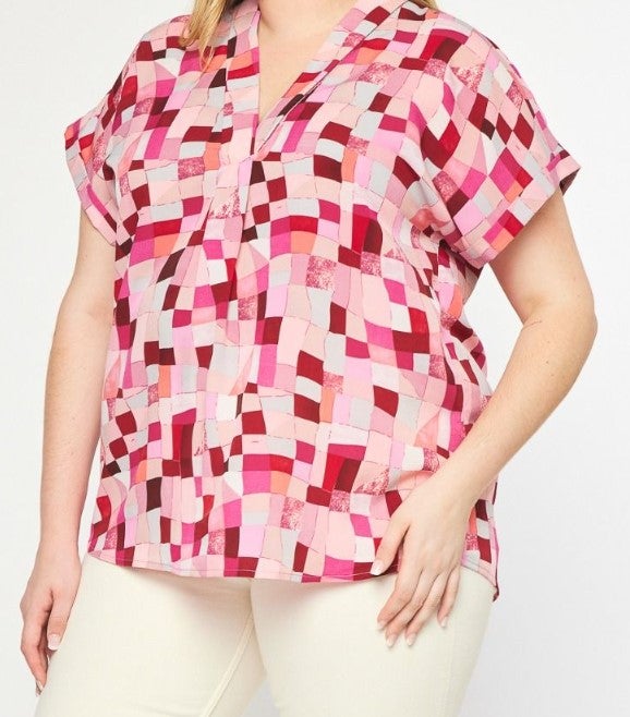 Entro Squares Blouse Curvy Exclusive