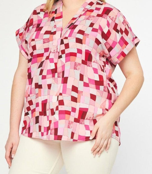 Entro Squares Blouse Curvy Exclusive