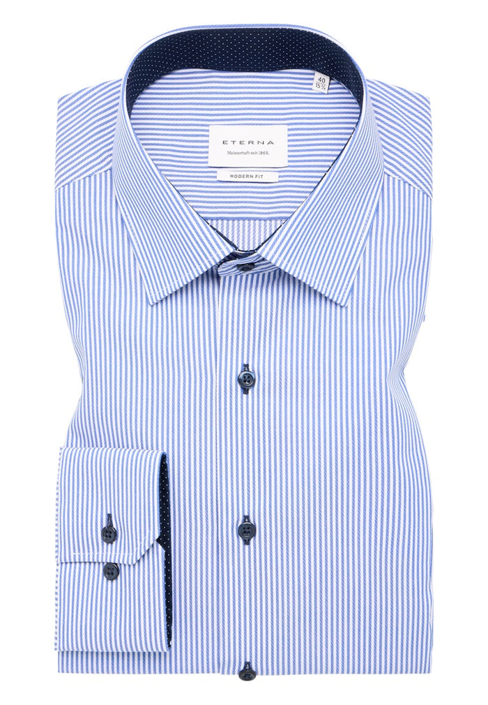 Eterna Modern Fit Shirt Blue Stripe 8992