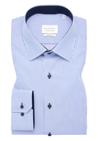 Eterna Modern Fit Shirt Blue Stripe 8992
