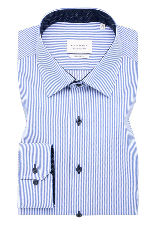 Eterna Modern Fit Shirt Blue Stripe 8992