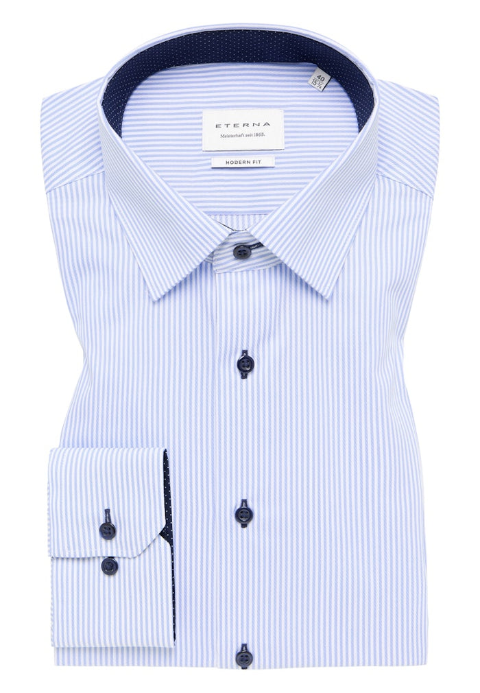 Eterna Modern Fit Shirt Blue Stripe 8992