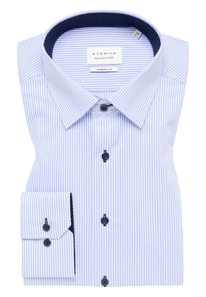 Eterna Modern Fit Shirt Blue Stripe 8992