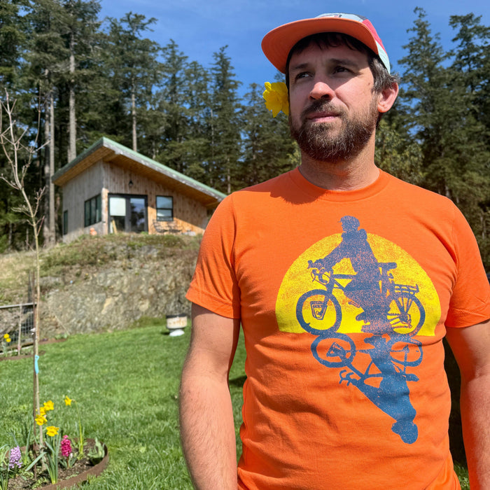 Slow Loris Evening Ride T-Shirt showing a casual fit with a graphic print on the front.