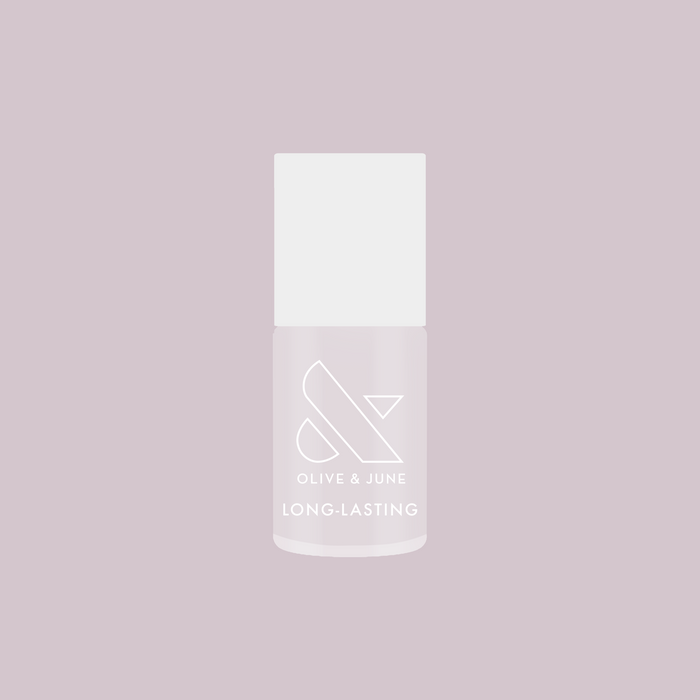 Extra Marshmallows gel polish bottle in soft grey lavender shade for long-lasting at-home manicures by Olive and June