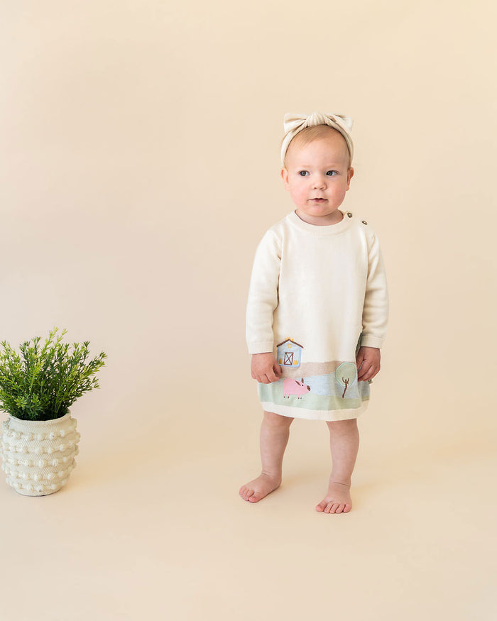 Farm House Baby Knit Tunic Dress (Organic Cotton) - Model