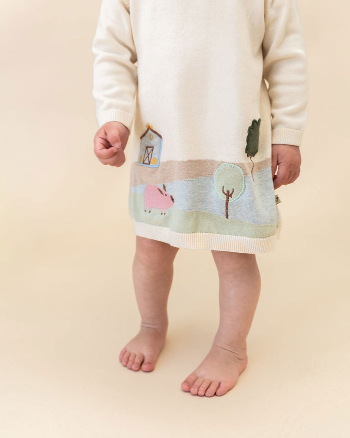 Farm House Baby Knit Tunic Dress (Organic Cotton) - Model