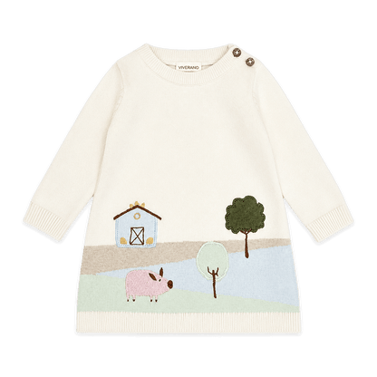 Farm House Baby Knit Tunic Dress Organic Cotton - Front