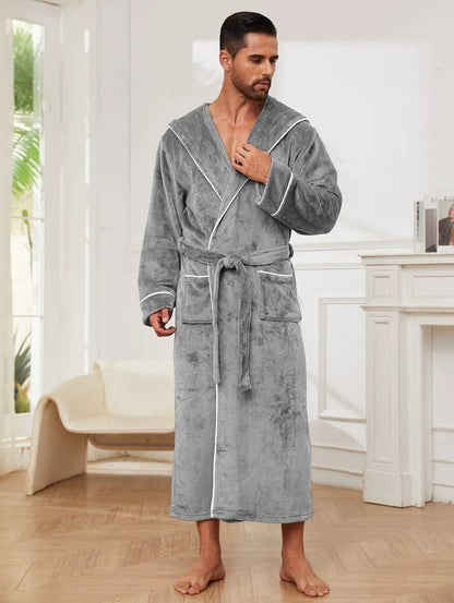 Fashion Men's Flannel Bathrobe Pajamas