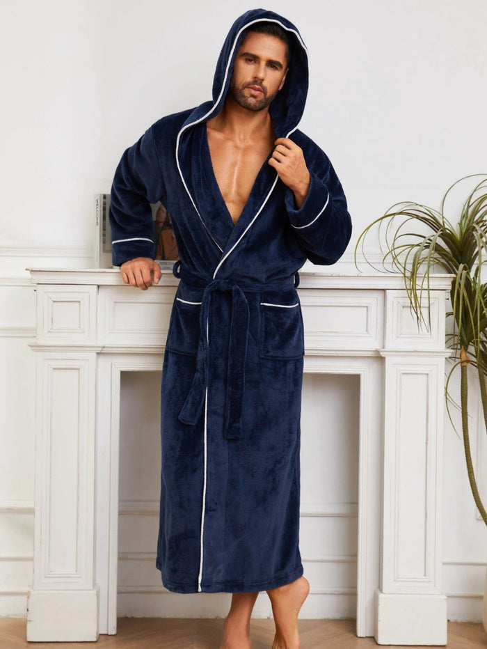 Fashion Men's Flannel Bathrobe Pajamas
