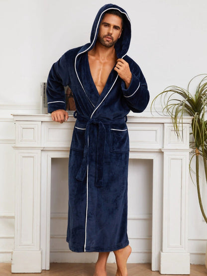 Fashion Men's Flannel Bathrobe Pajamas