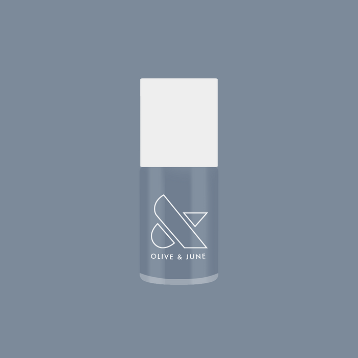 Olive and June Favorite Beanie gel polish bottle in moody slate grey for quick dry at-home manicure use