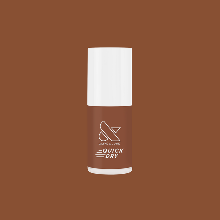 Olive and June Fawn quick dry polish bottle in soft minky brown neutral for easy at-home fall manicure options