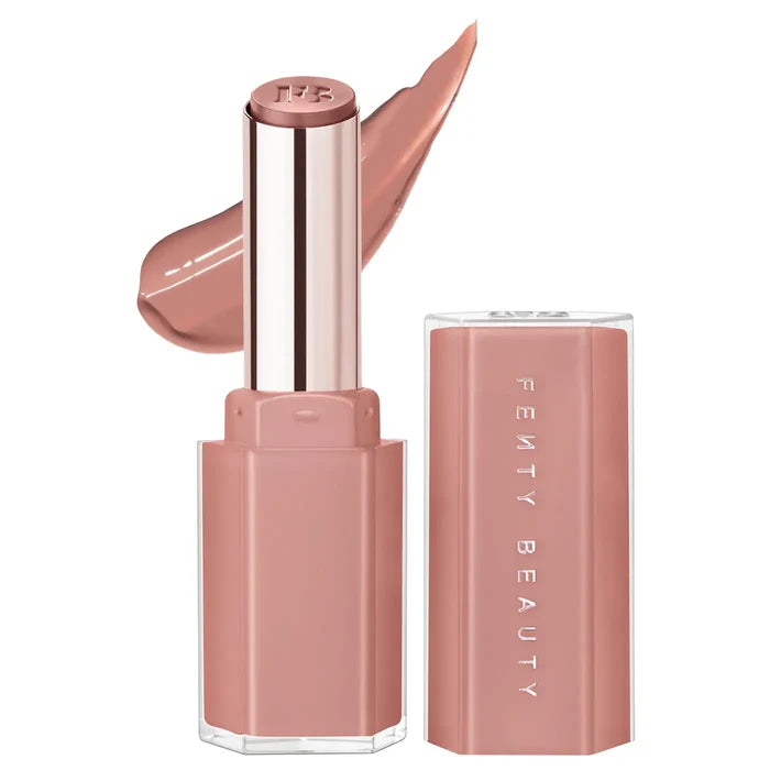 Fenty Beauty Gloss Bomb Stix high-shine lip gloss stick in various shades, featuring sleek packaging and vibrant color options.