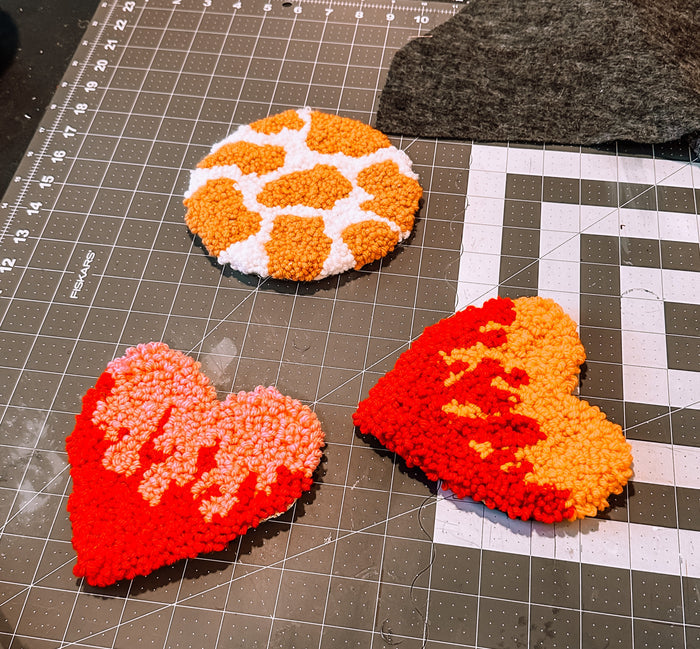 Flaming Heart Punch Needle Mug Coaster image 0