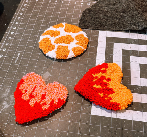 Flaming Heart Punch Needle Mug Coaster image 0