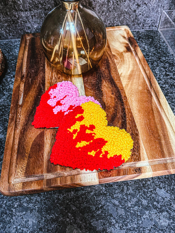 Flaming Heart Punch Needle Mug Coaster image 1
