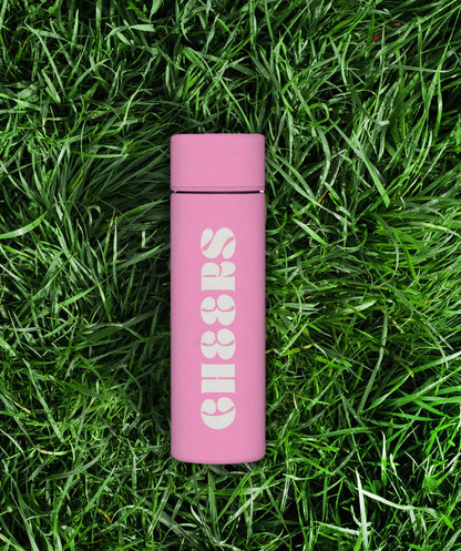 Soiree-Sisters Cheers Flask with engraved design, stainless steel body, and compact size for on-the-go drinks.