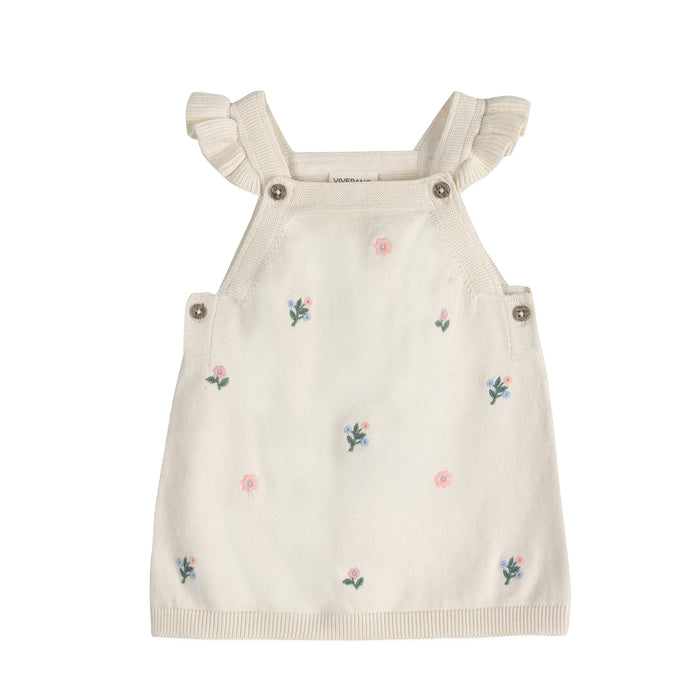 Floral Embroidered Baby Knit Tunic Dress Front (Organic Cotton)