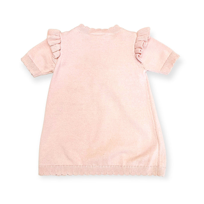 Floral Embroidered Short Sleeve Ruffle Dress Back (Organic Cotton)
