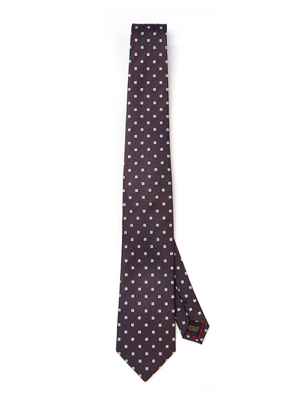 Florentine Minimal Dark Brown Silk Tie
