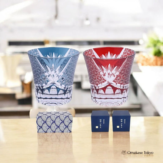 FONYUHUA Kiriko Glasses Pair of Faceted Tumblers
