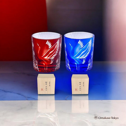 FONYUHUA Rock Glasses with Crane & Chrysanthemum