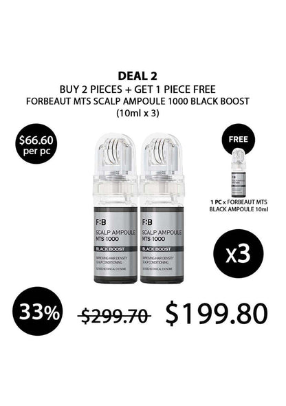 Promotional offer for Forbeaut MTS Scalp Ampoule 1000 Black Boost with pricing and deal details.
