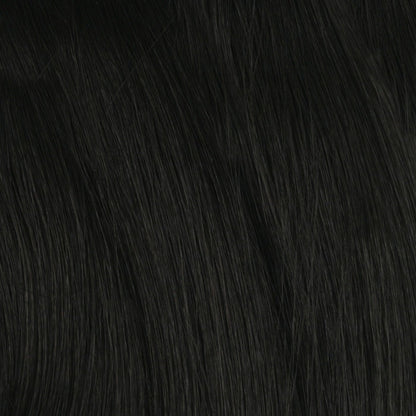 SHAKE N GO Freetress Equal Drawstring Ponytail Puff straight natural black synthetic hair closeup texture