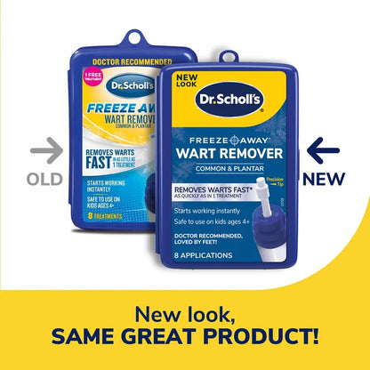 Dr. Scholl's Freeze Away wart remover kit, blister box with applicator and 8 applications