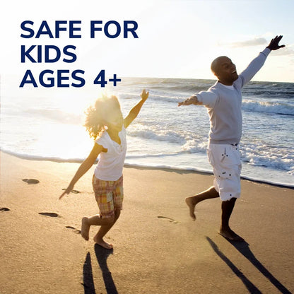 Kids at the beach shown with wart remover use for ages 4+