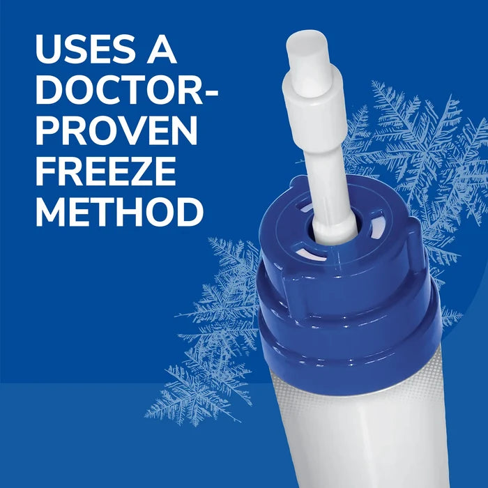 Wart remover applicator with white freezing tip and blue base