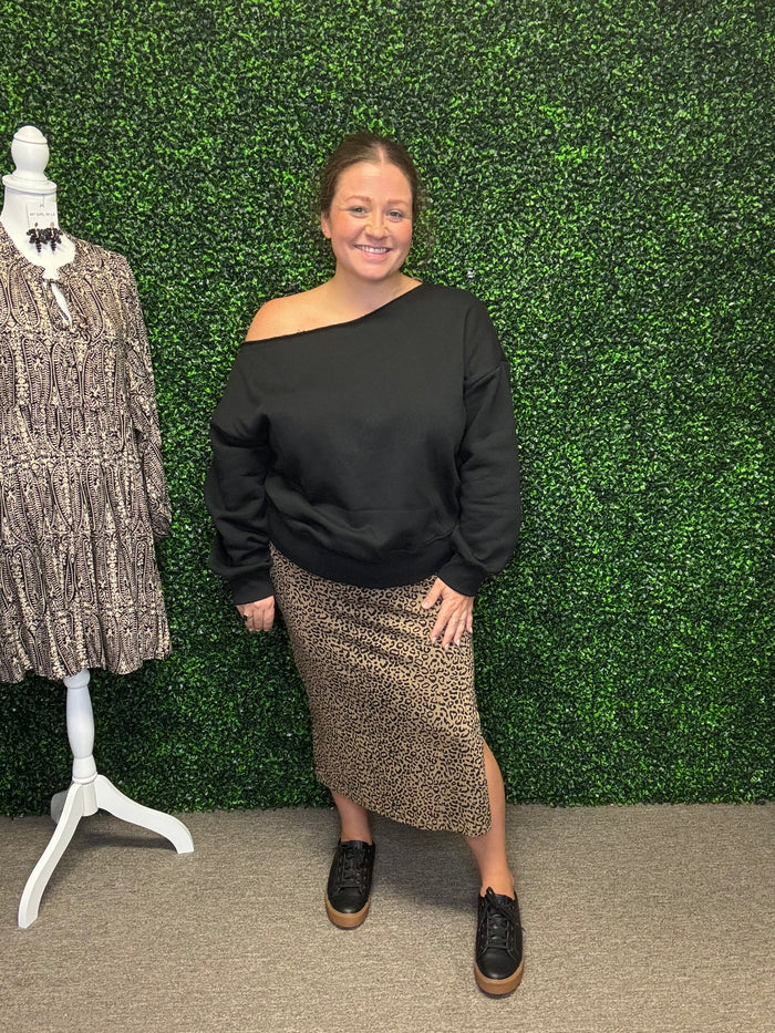French Terry Off Shoulder Sweatshirt