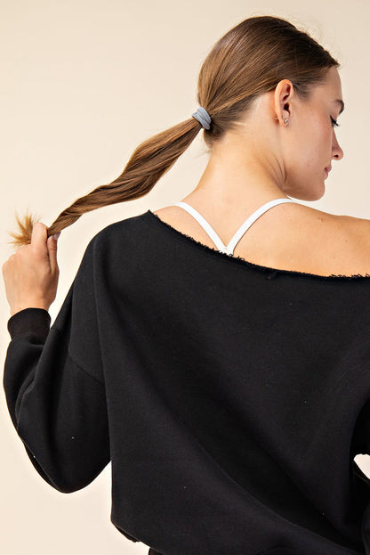 French Terry Off Shoulder Sweatshirt