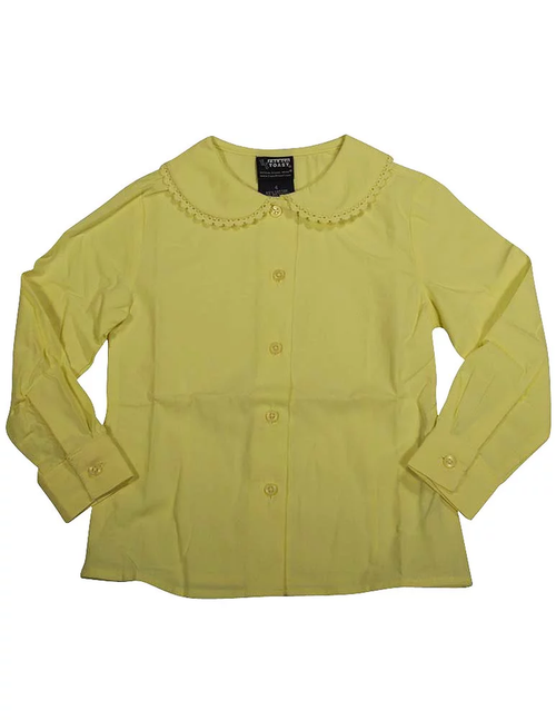 French Toast Girls Long Sleeve Peter Pan Trim Blouse