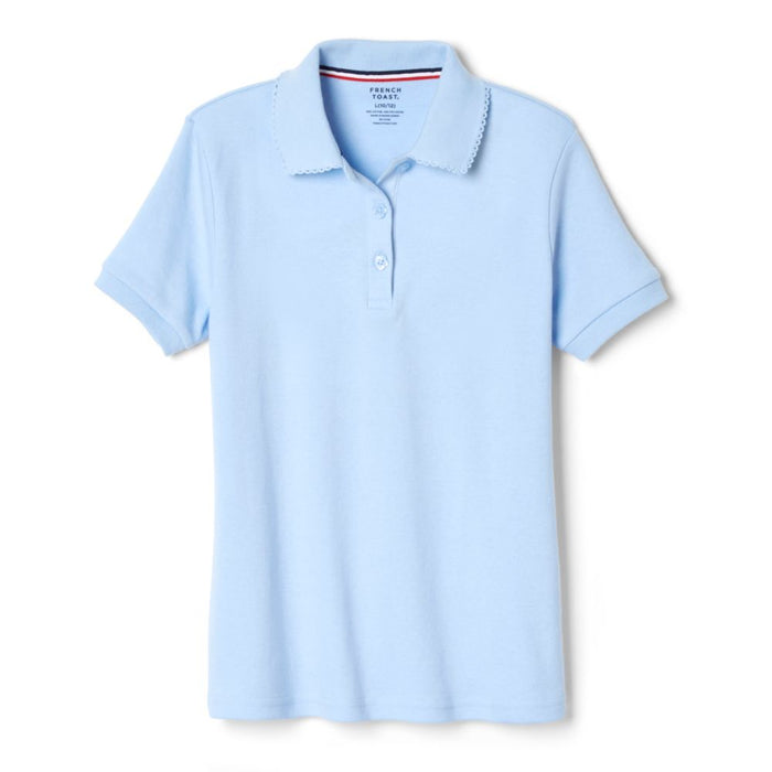 French Toast Girls Plus Short Sleeve Interlock Polo with Picot Collar