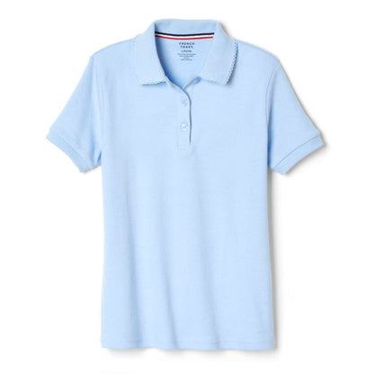 French Toast Girls Plus Short Sleeve Interlock Polo with Picot Collar
