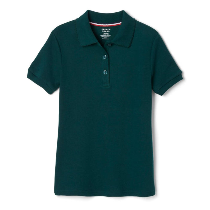 French Toast Girls Plus Short Sleeve Interlock Polo with Picot Collar