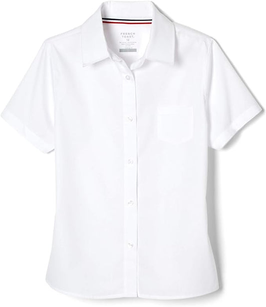 French Toast Girls Plus Short Sleeve Pointed Collar Blouse